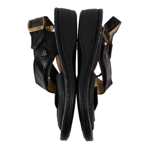 Finn Comfort Jersey Ankle Strap Black Leather Sandals Size EU38 US 7-7.5 #1243 - Picture 6 of 10